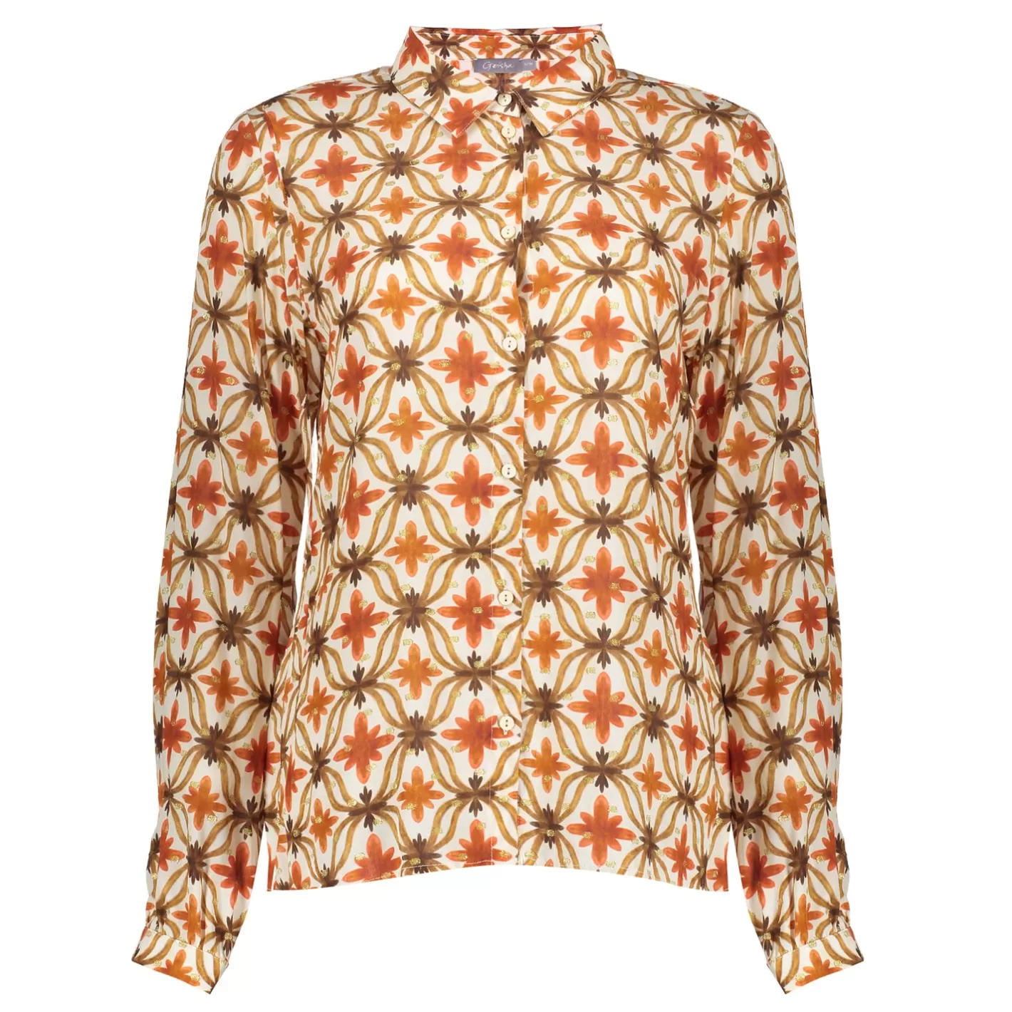 Geisha Fashion Blouses*Geisha Dames Blouse Met Bloemenprint En Lurex 43697-20