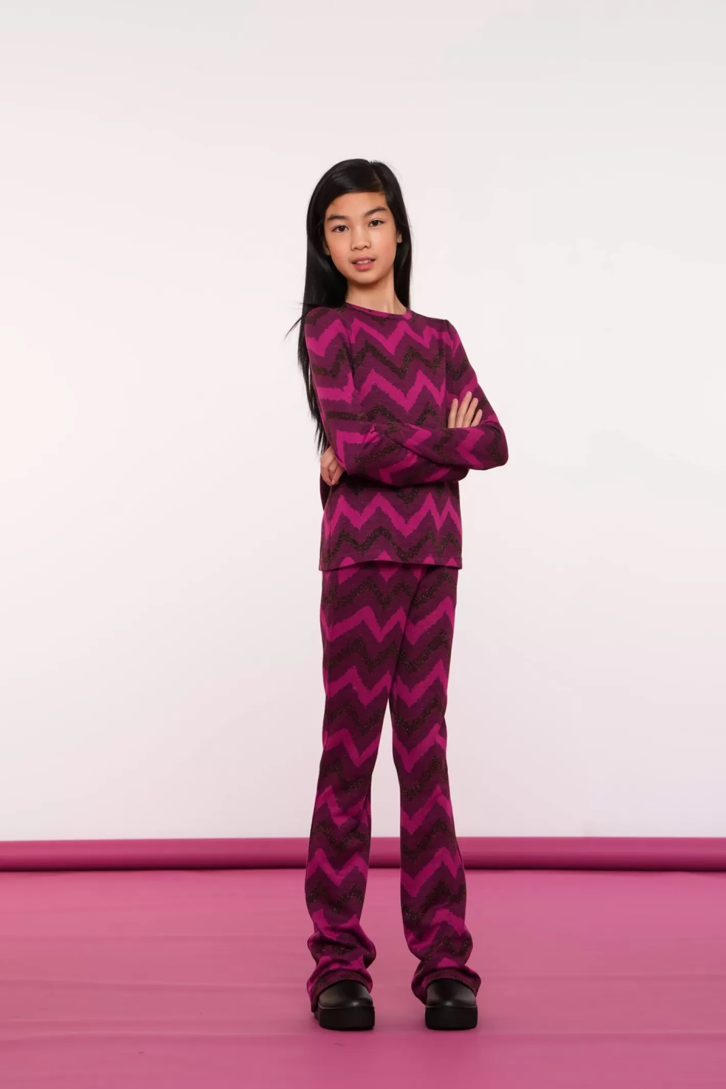 Geisha Fashion Broeken*Geisha Girls Flare Broek Met Zigzag Print 41668K-20